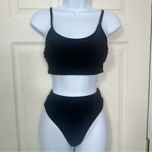 New Cupshe Black Ribbed  bikini Size‎ small